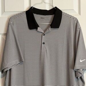 Nike Black and White Polo Shirt Classic Striped Design